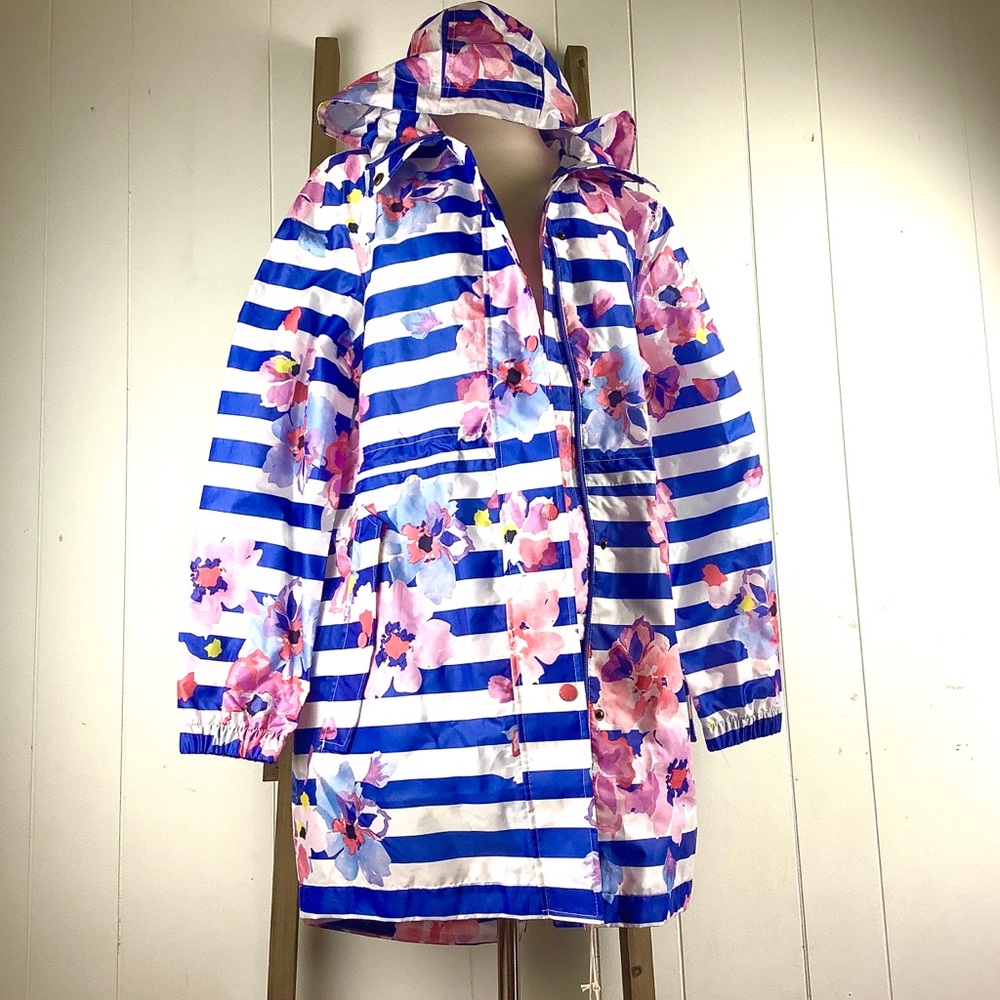 Joules Light As Rain , Stripped Raincoat. Size 12
